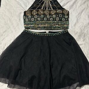 Chic Black Embellished Mini Dress